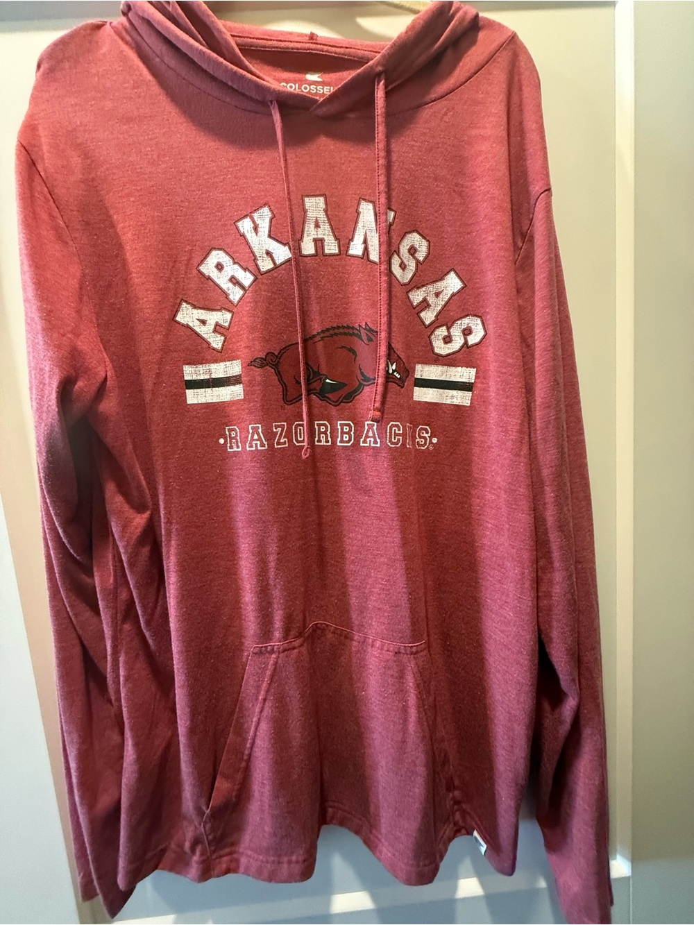 Colosseum Arkansas Razorbacks Heather Red Hooded Sweatshirt
